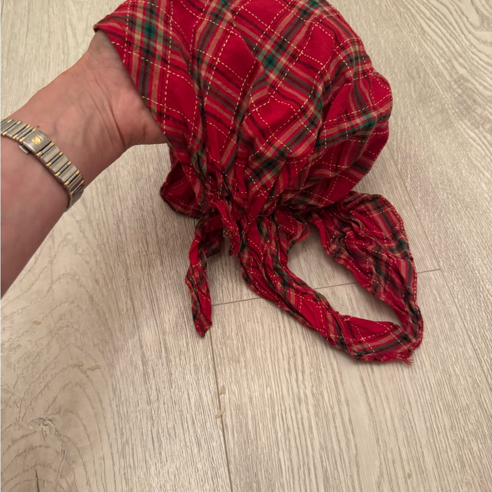 Red Plaid Drawstring Bag